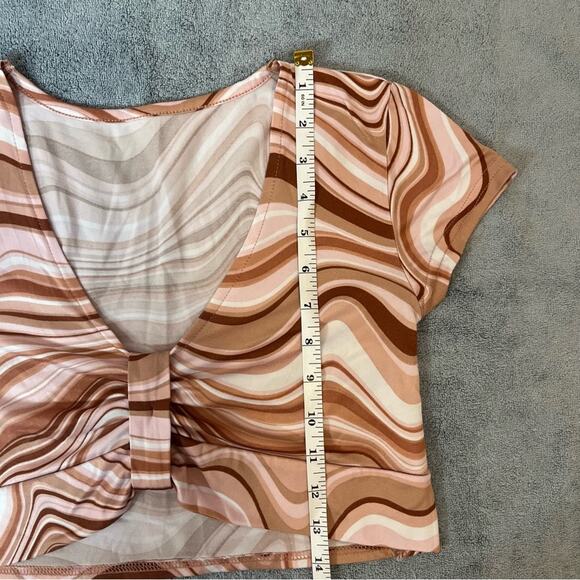 No Boundaries Marble Groovy 90s Basic Crop Top Rave Concert Event Size Small - Picture 10 of 13